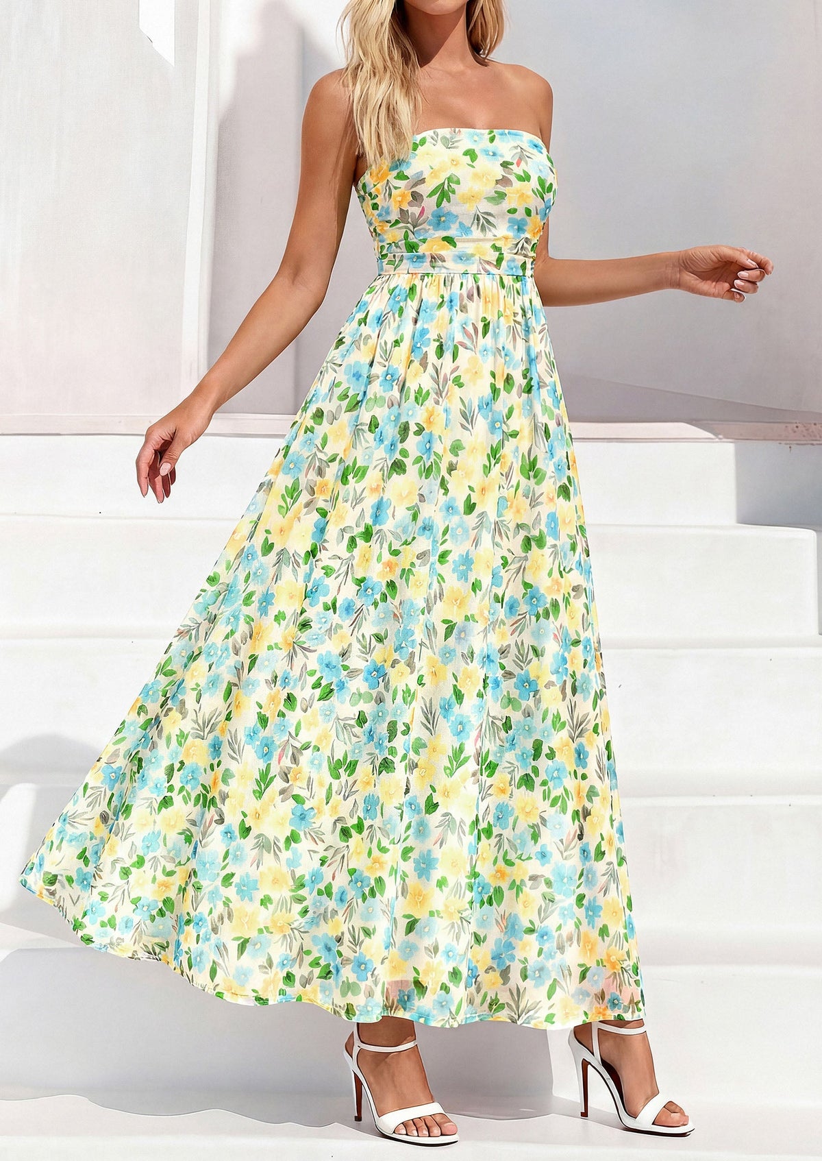 Floral Maxi Dress - Strapless, Boho - photo 26