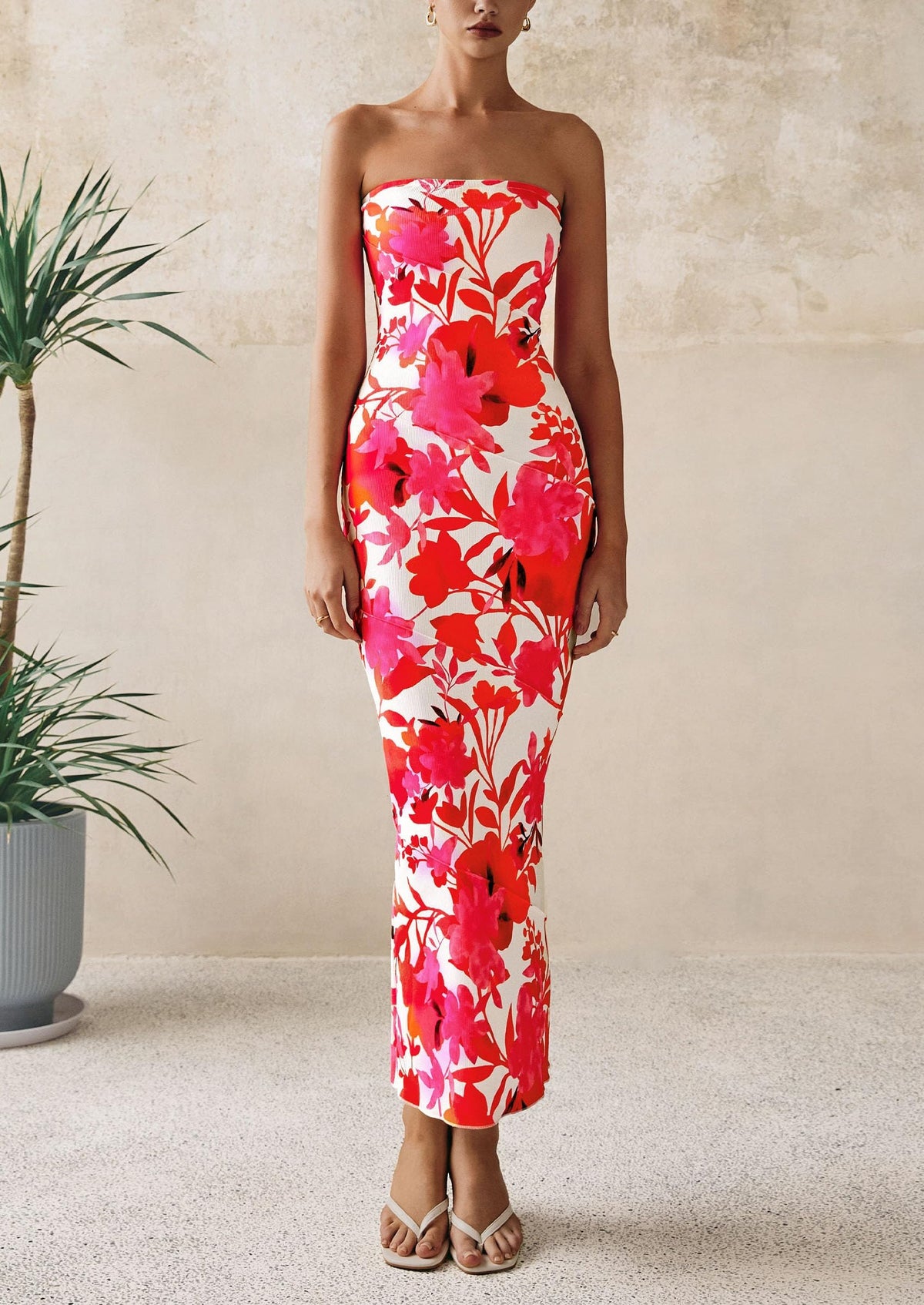 Floral Bodycon Maxi Dress - Strapless, Casual - photo 34