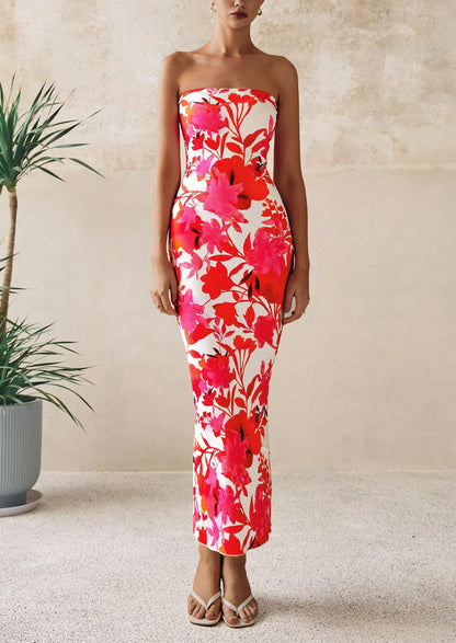 Floral Bodycon Maxi Dress - Strapless, Casual - photo 34