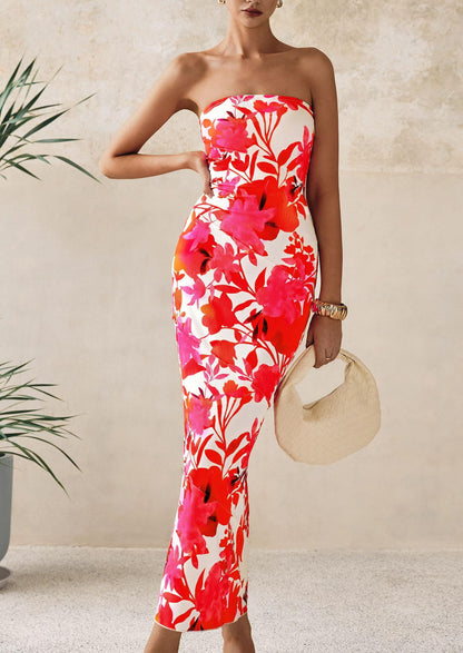 Floral Bodycon Maxi Dress - Strapless, Casual - photo 35