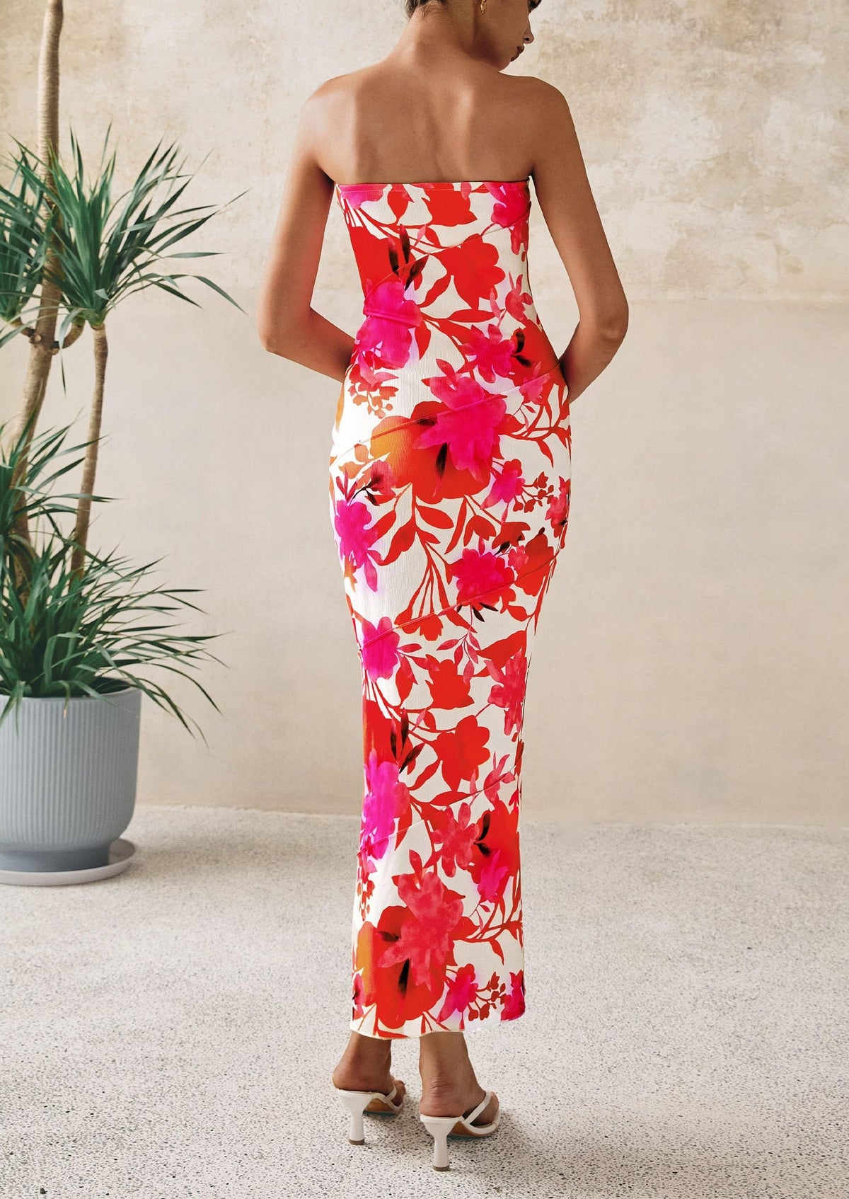 Floral Bodycon Maxi Dress - Strapless, Casual - photo 33