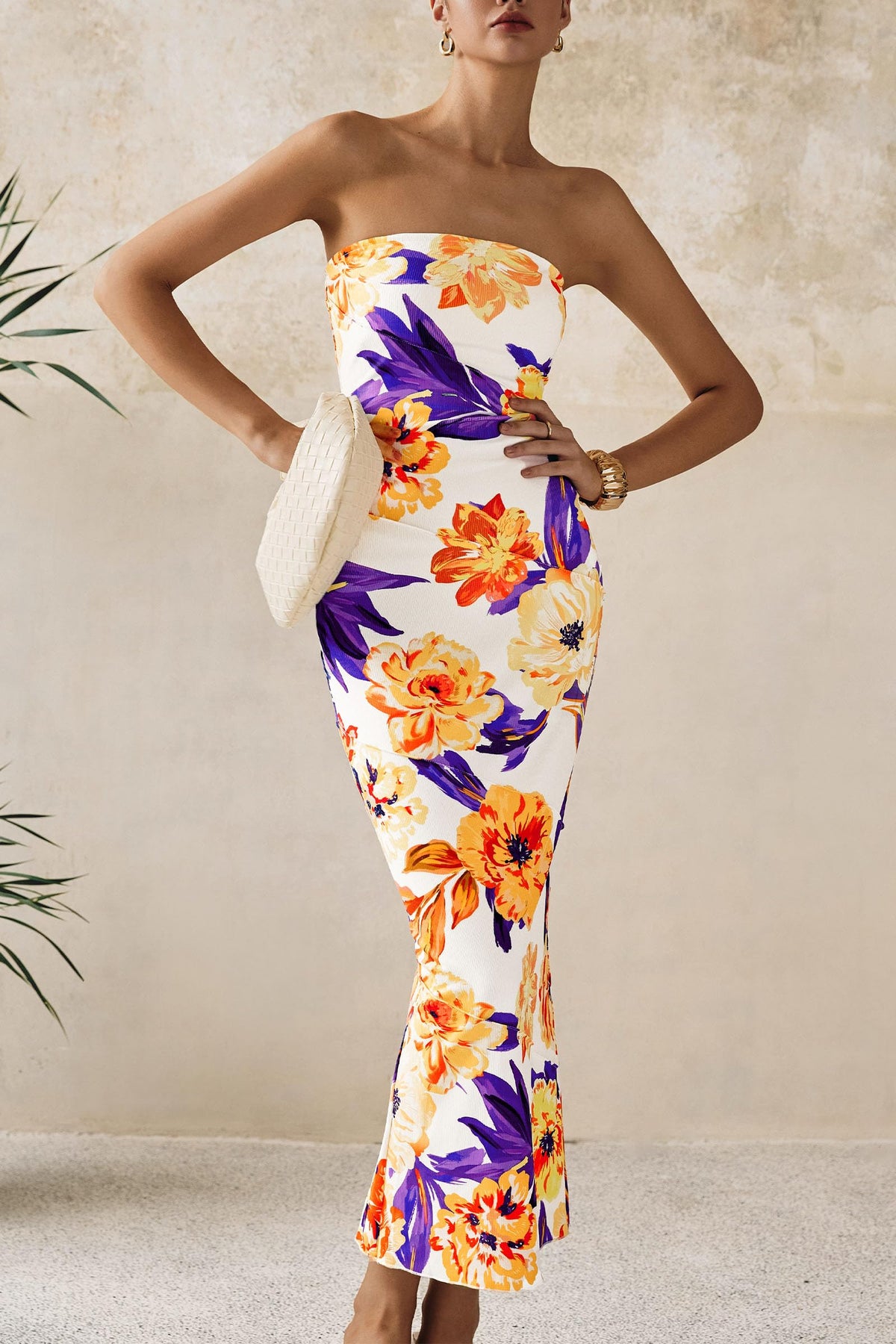 Floral Bodycon Maxi Dress - Strapless, Casual - photo 18