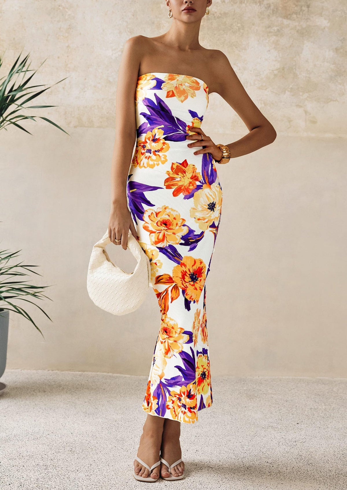 Floral Bodycon Maxi Dress - Strapless, Casual - photo 17