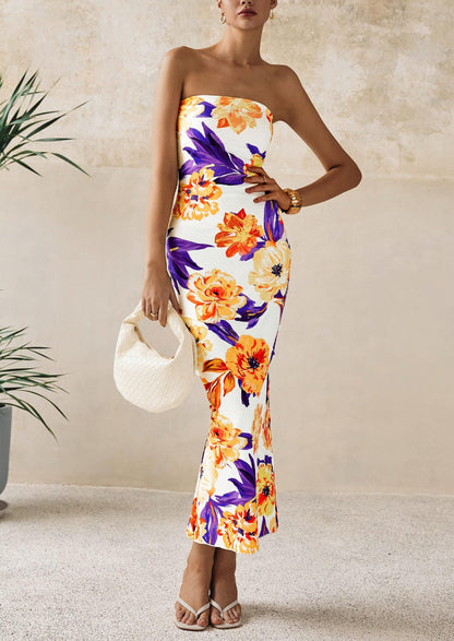 Floral Bodycon Maxi Dress - Strapless, Casual - photo 17