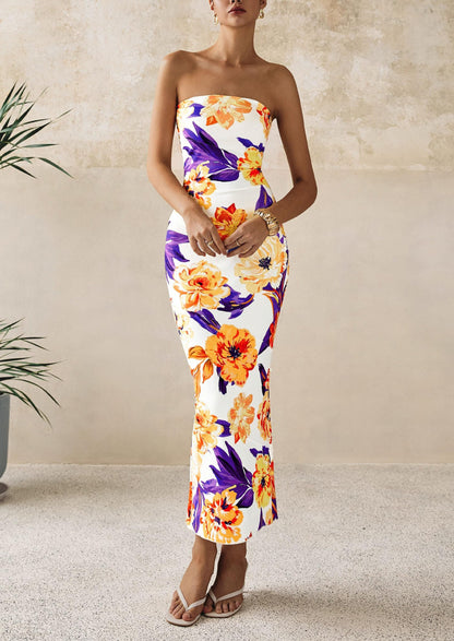 Floral Bodycon Maxi Dress - Strapless, Casual - photo 19