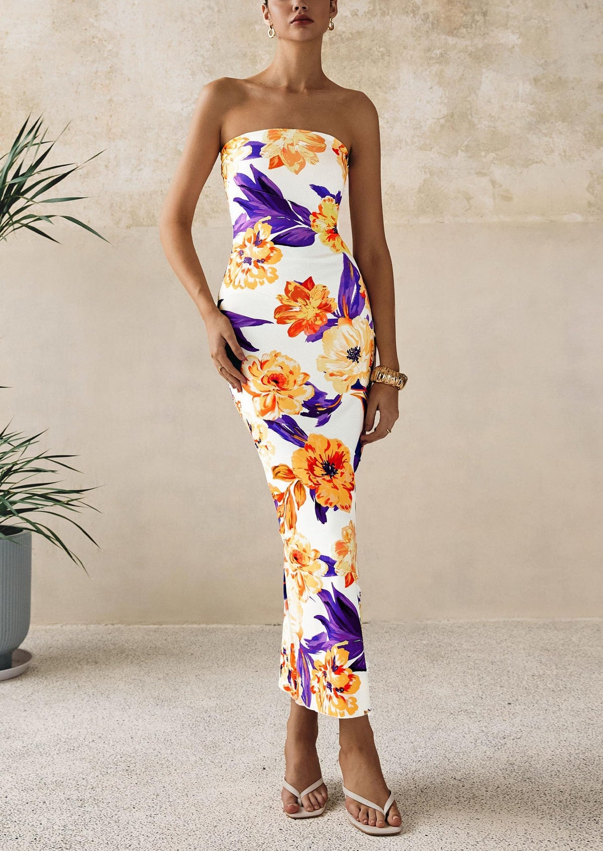Floral Bodycon Maxi Dress - Strapless, Casual - photo 20