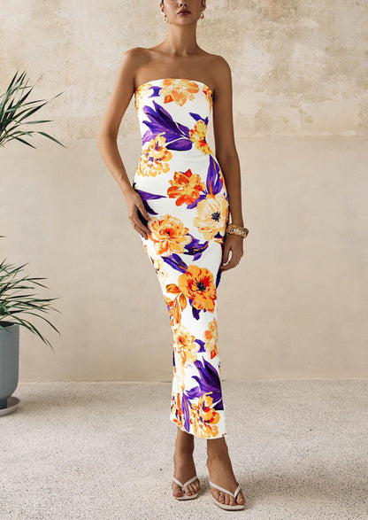 Floral Bodycon Maxi Dress - Strapless, Casual - photo 20
