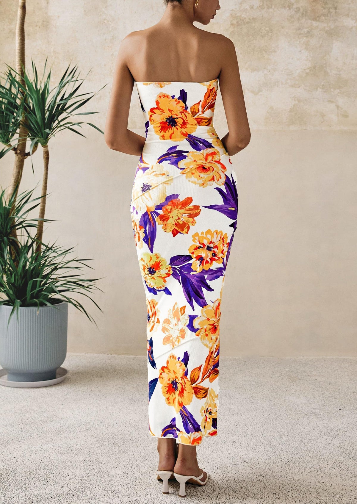Floral Bodycon Maxi Dress - Strapless, Casual - photo 16
