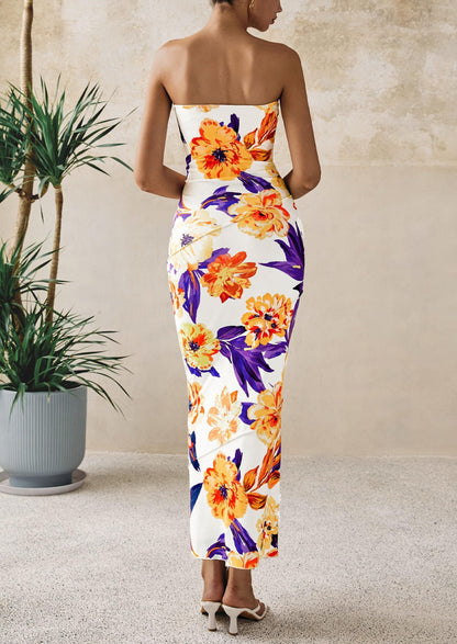 Floral Bodycon Maxi Dress - Strapless, Casual - photo 16