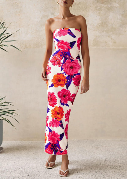 Floral Bodycon Maxi Dress - Strapless, Casual - photo 26