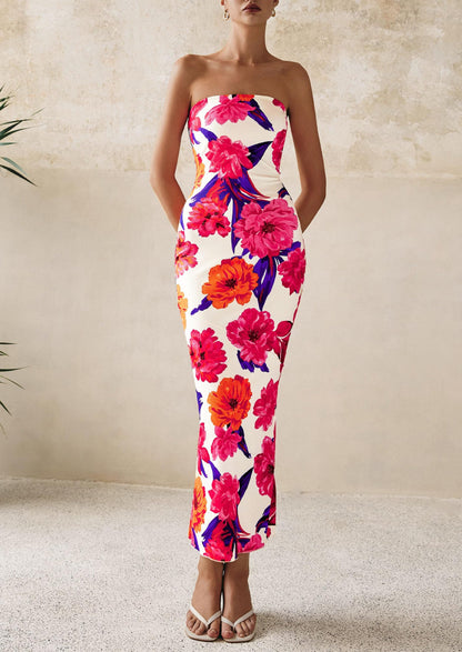 Floral Bodycon Maxi Dress - Strapless, Casual - photo 27