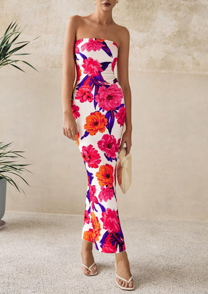 Floral Bodycon Maxi Dress - Strapless, Casual - photo 30