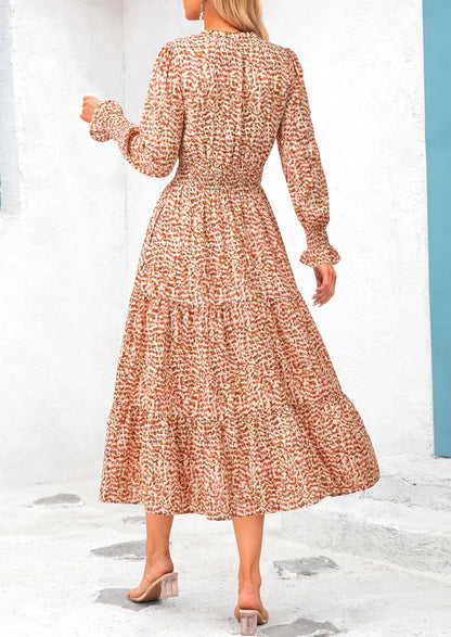 Floral A-Line Flowy Maxi Dress - Long Sleeve, V-Neck, Casual - photo 85
