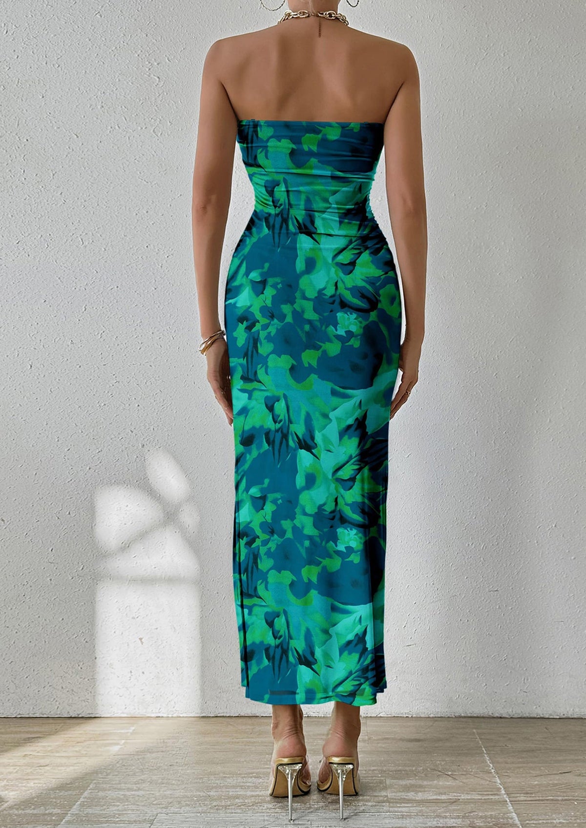 Floral Bodycon Maxi Dress - Strapless, Party - photo 15
