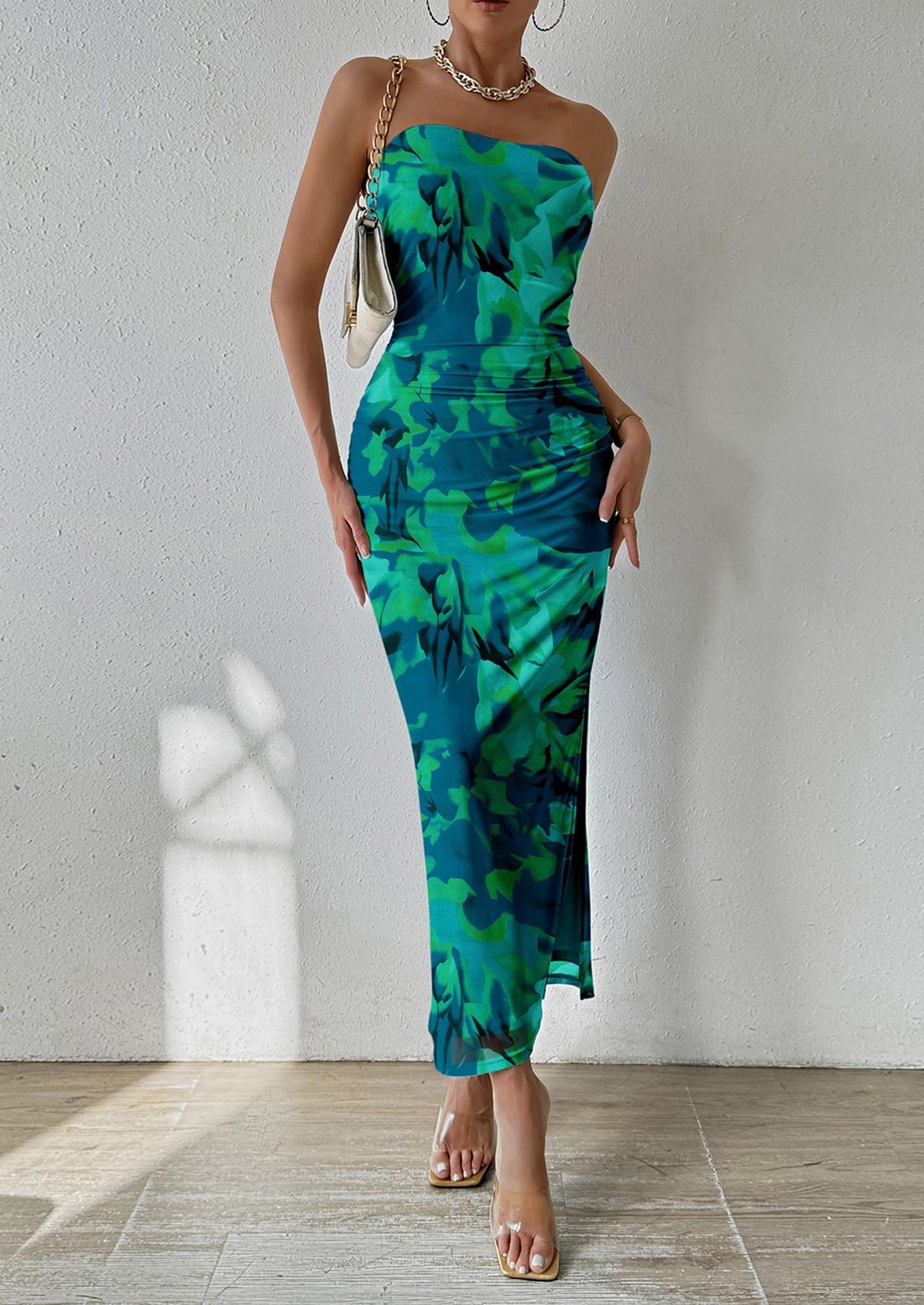 Floral Bodycon Maxi Dress - Strapless, Party - photo 17