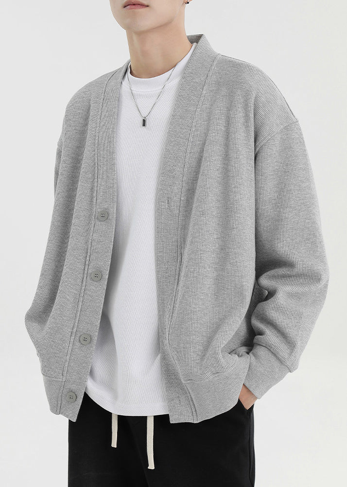 Orsenvi Grey Oversized Cotton Cardigan