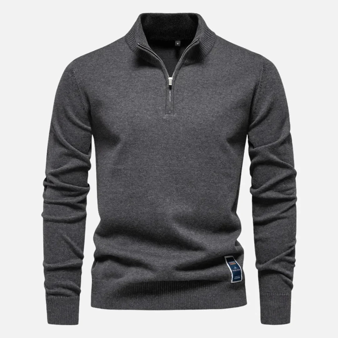 Hank quarter-zip fitted sweater in premium knit with tailored silhouette and sleek contemporary style