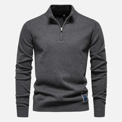 Hank quarter-zip fitted sweater in premium knit with tailored silhouette and sleek contemporary style