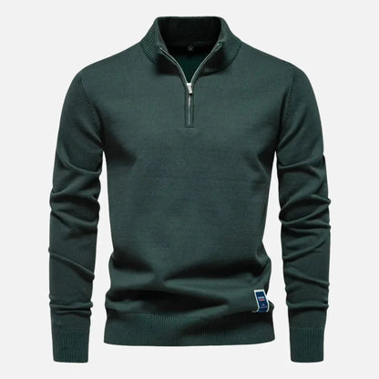 Hank quarter-zip fitted sweater in premium knit with tailored silhouette and sleek collar detail