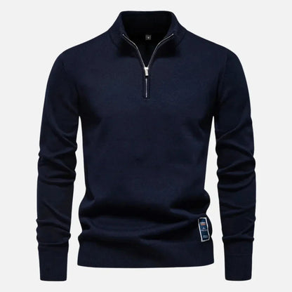 Hank quarter-zip fitted sweater in premium knit with tailored silhouette and sleek collar detail