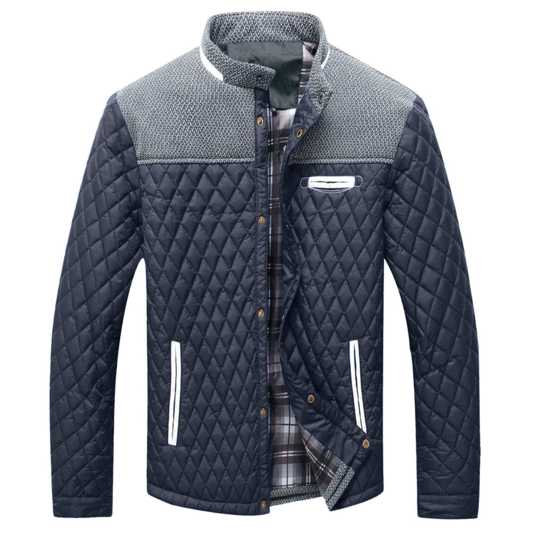 Orsenvi men's lightweight quilted jacket neutral tone slim fit diamond quilting pattern