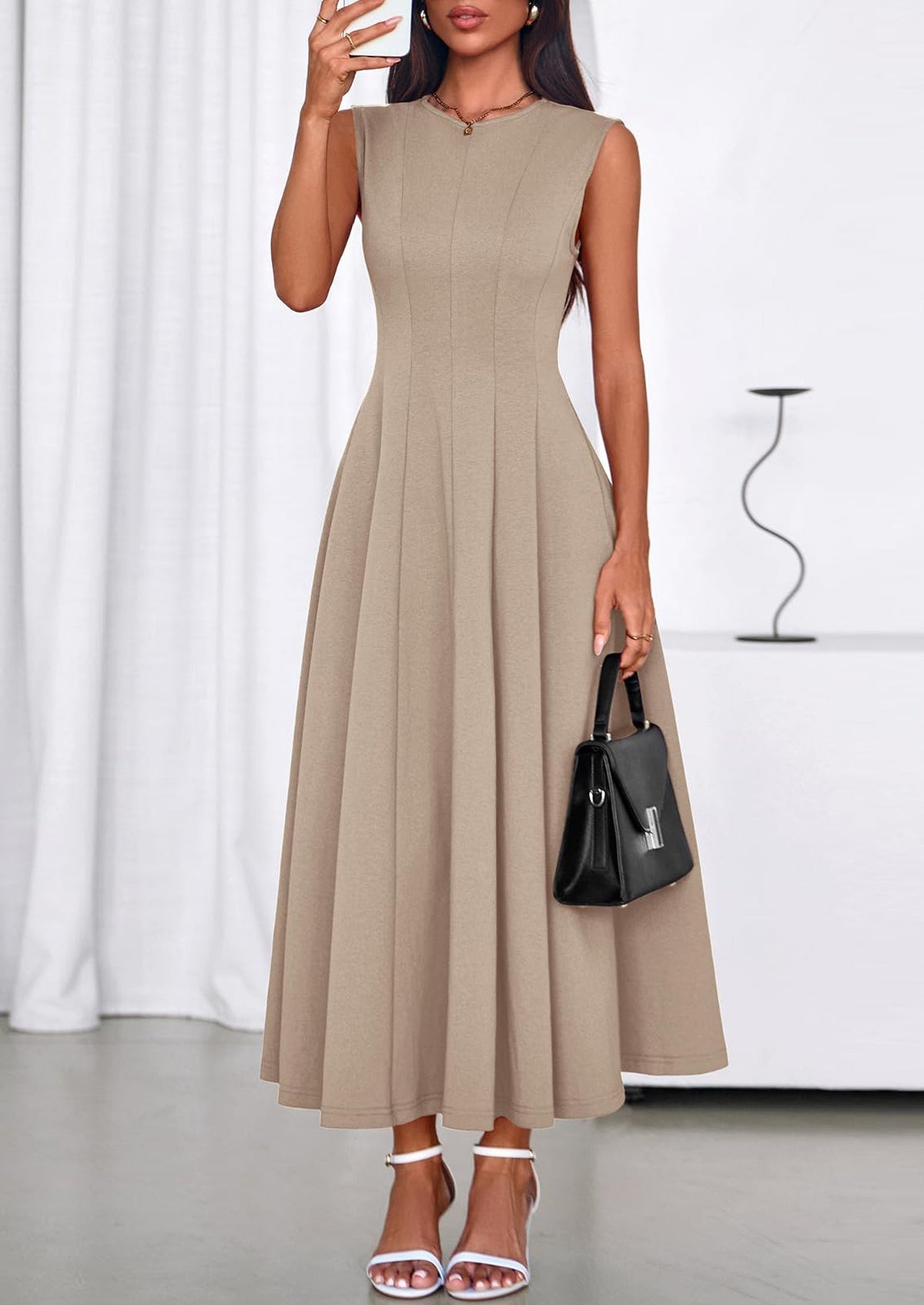 Light Blue A-Line Maxi Dress - Sleeveless, Crewneck, Formal - photo 27