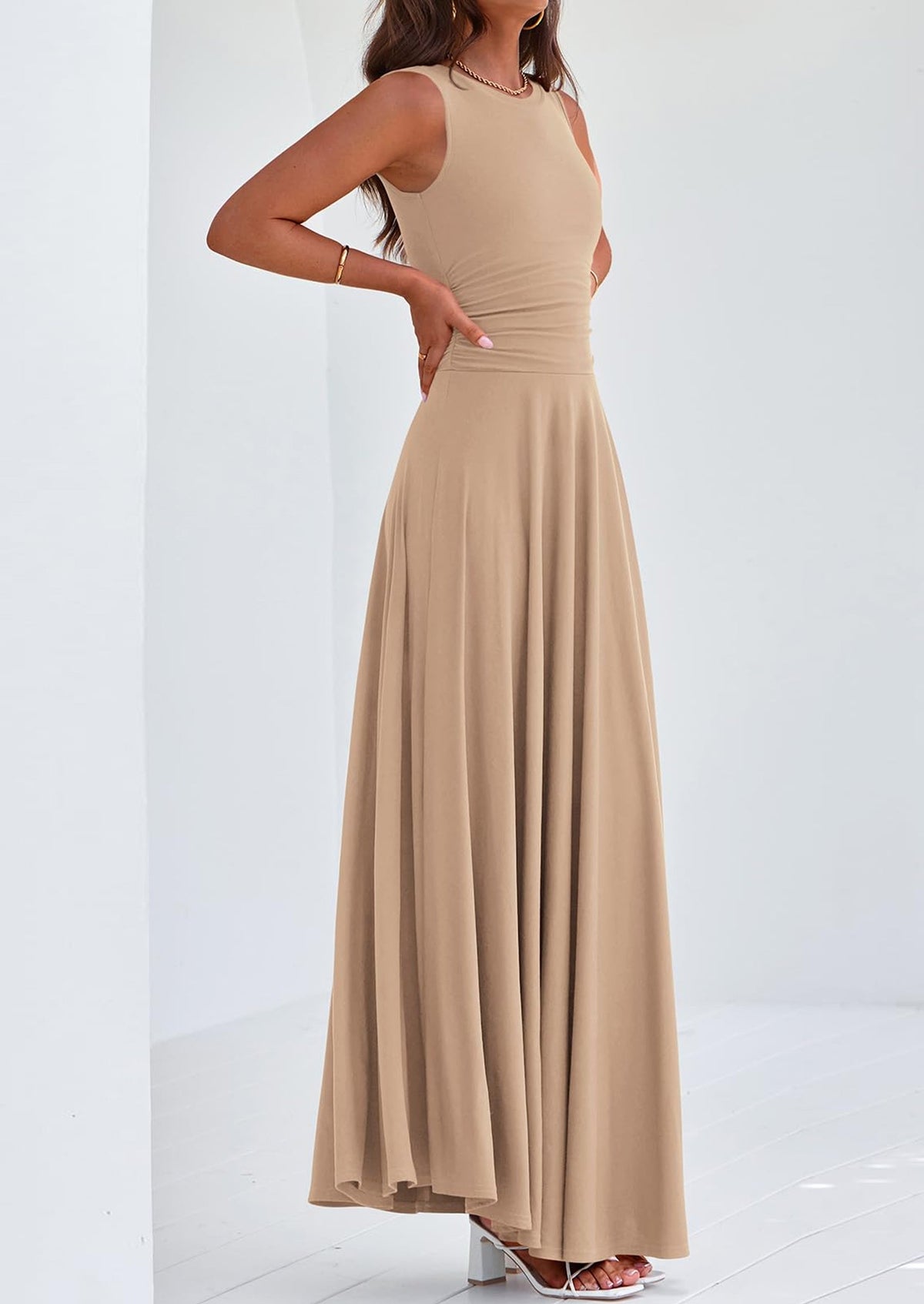 Flowy Maxi Dress - Sleeveless, Crewneck, Casual - photo 49