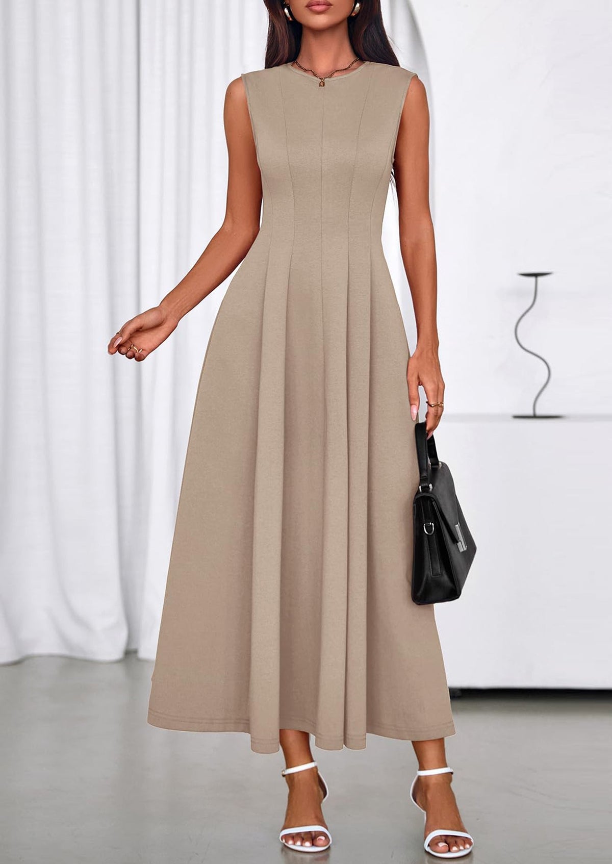 Light Blue A-Line Maxi Dress - Sleeveless, Crewneck, Formal - photo 28