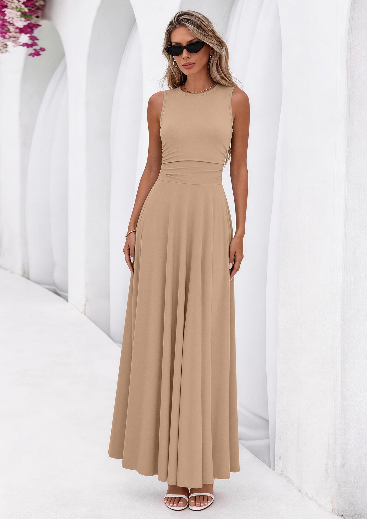 Flowy Maxi Dress - Sleeveless, Crewneck, Casual - photo 48