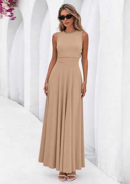 Flowy Maxi Dress - Sleeveless, Crewneck, Casual - photo 48