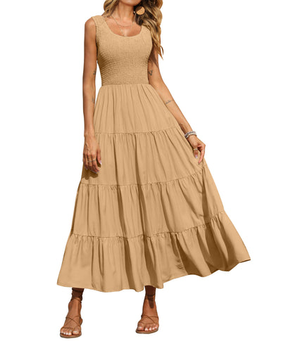 Smocked Tiered Maxi Dress - Tank, Casual - Photo 40