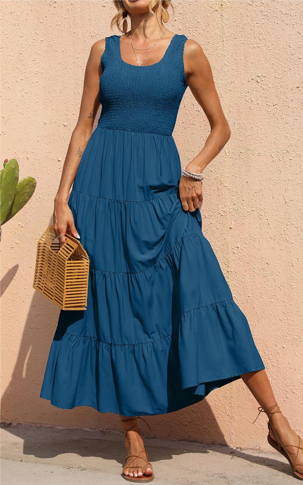 Smocked Tiered Maxi Dress - Tank, Casual - Photo 44