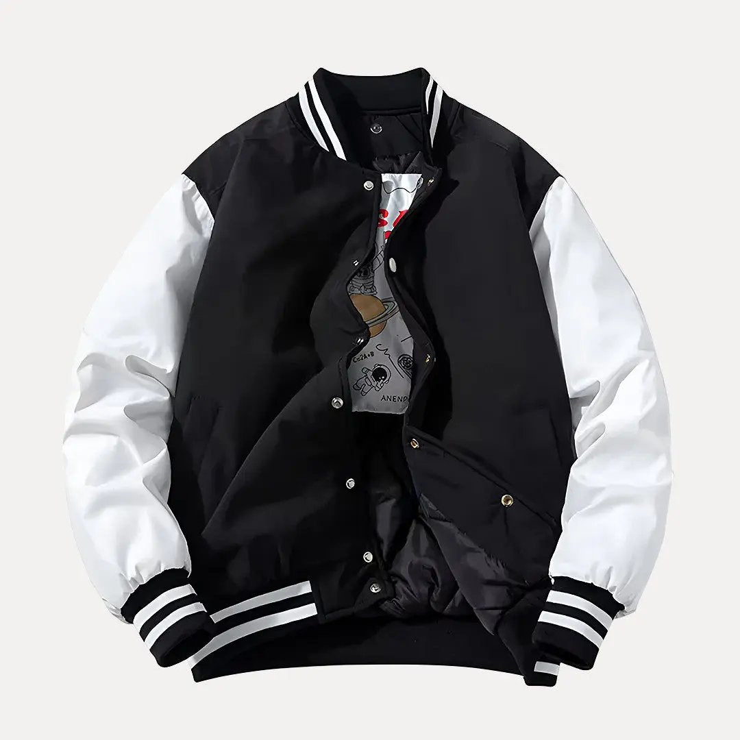 Liam Patchwork Detachable Hood Varsity Jacket