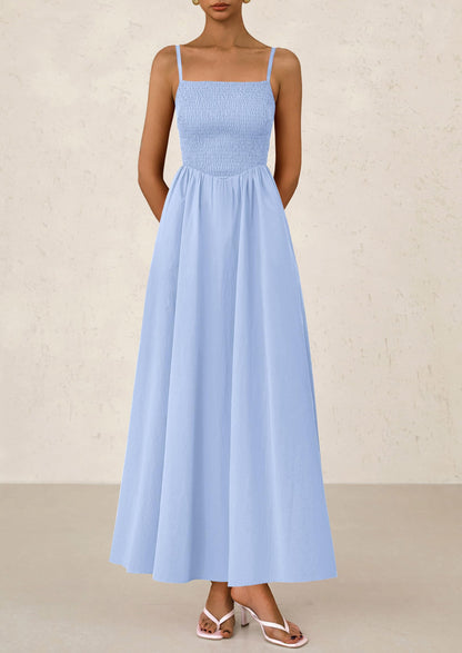 Smocked Swing Maxi Dress - Spaghetti Strap, Beach - photo 4