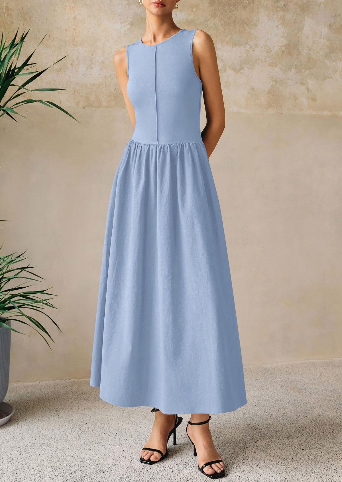 Knit Flowy Maxi Dress - Sleeveless, Crewneck, Casual - photo 7