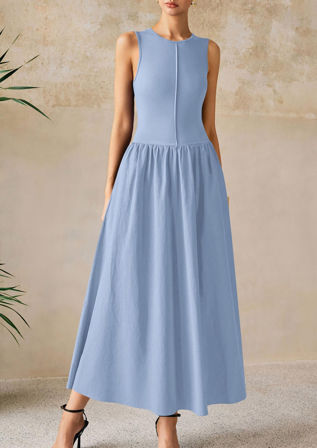 Knit Flowy Maxi Dress - Sleeveless, Crewneck, Casual - photo 8