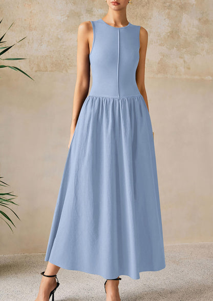 Knit Flowy Maxi Dress - Sleeveless, Crewneck, Casual - photo 8