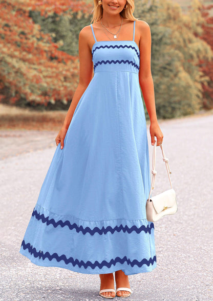 Light Blue Flowy Maxi Dress - Sleeveless, Casual - photo 4