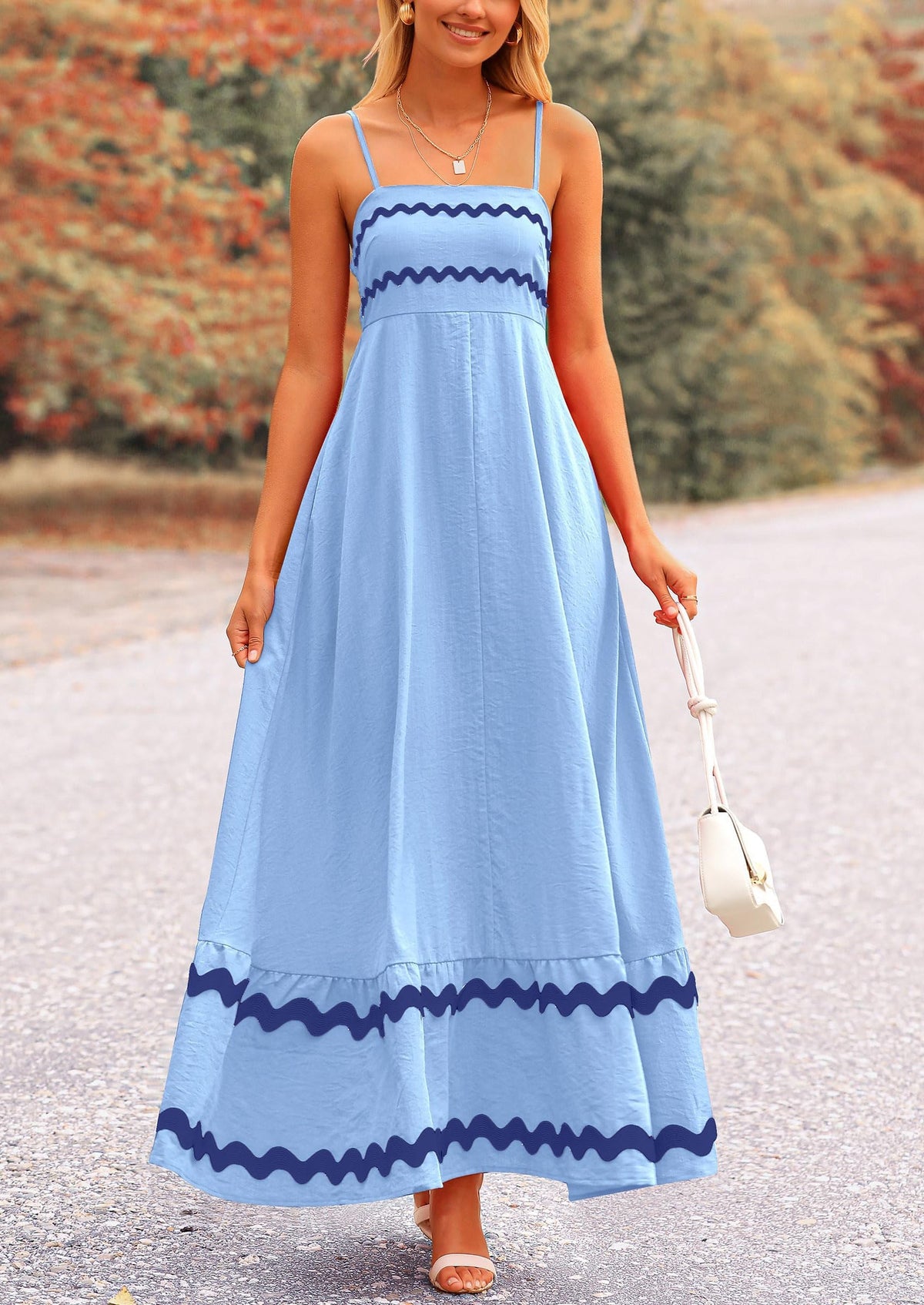 Light Blue Flowy Maxi Dress - Sleeveless, Casual - photo 6
