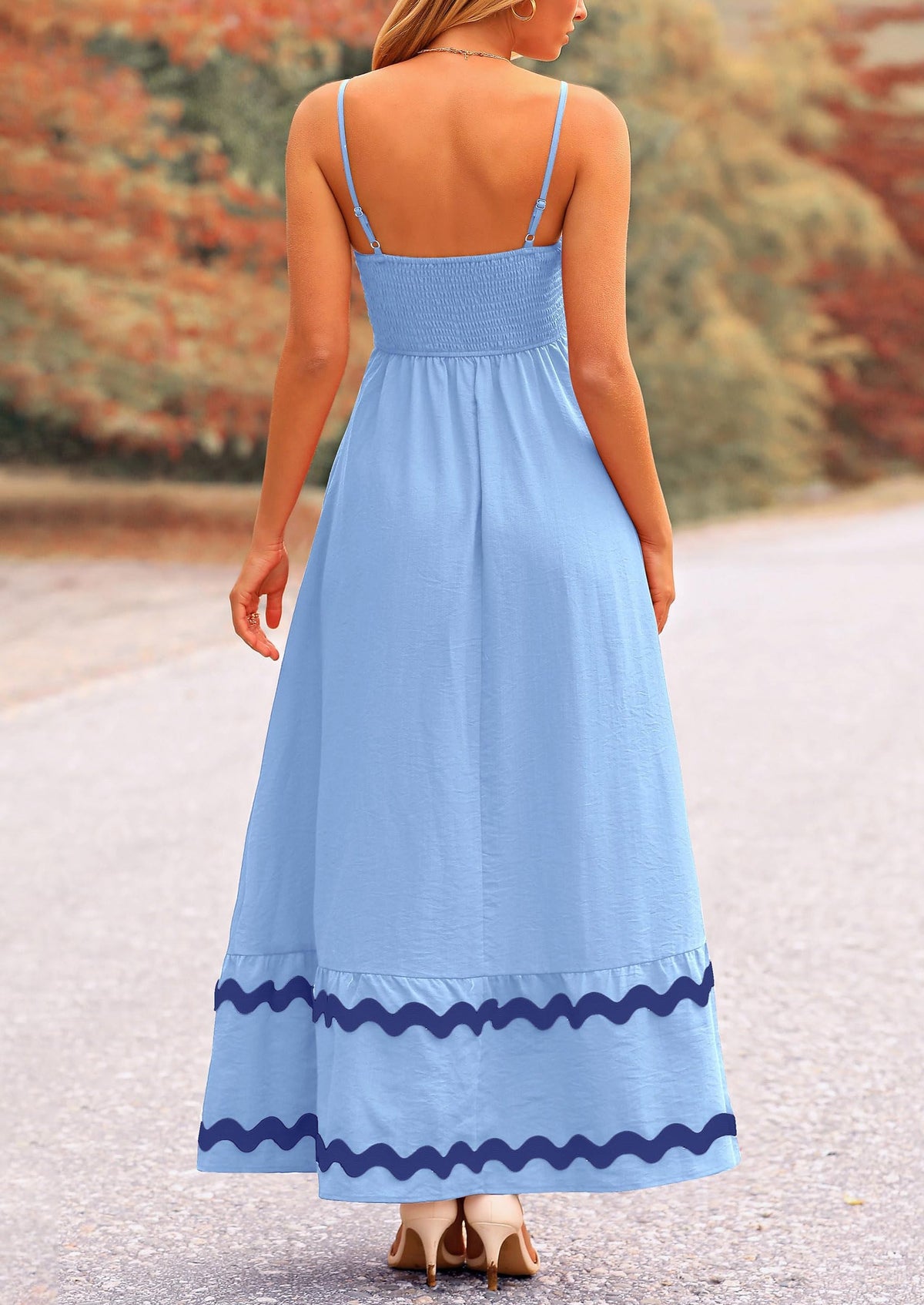 Light Blue Flowy Maxi Dress - Sleeveless, Casual - photo 2
