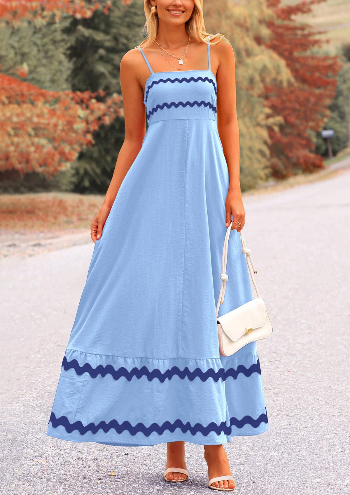 Light Blue Flowy Maxi Dress - Sleeveless, Casual - photo 5