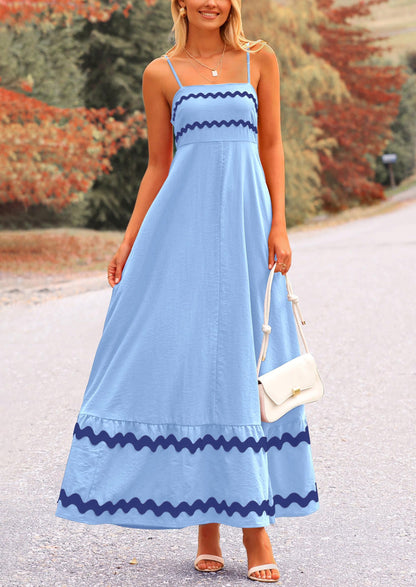 Light Blue Flowy Maxi Dress - Sleeveless, Casual - photo 5