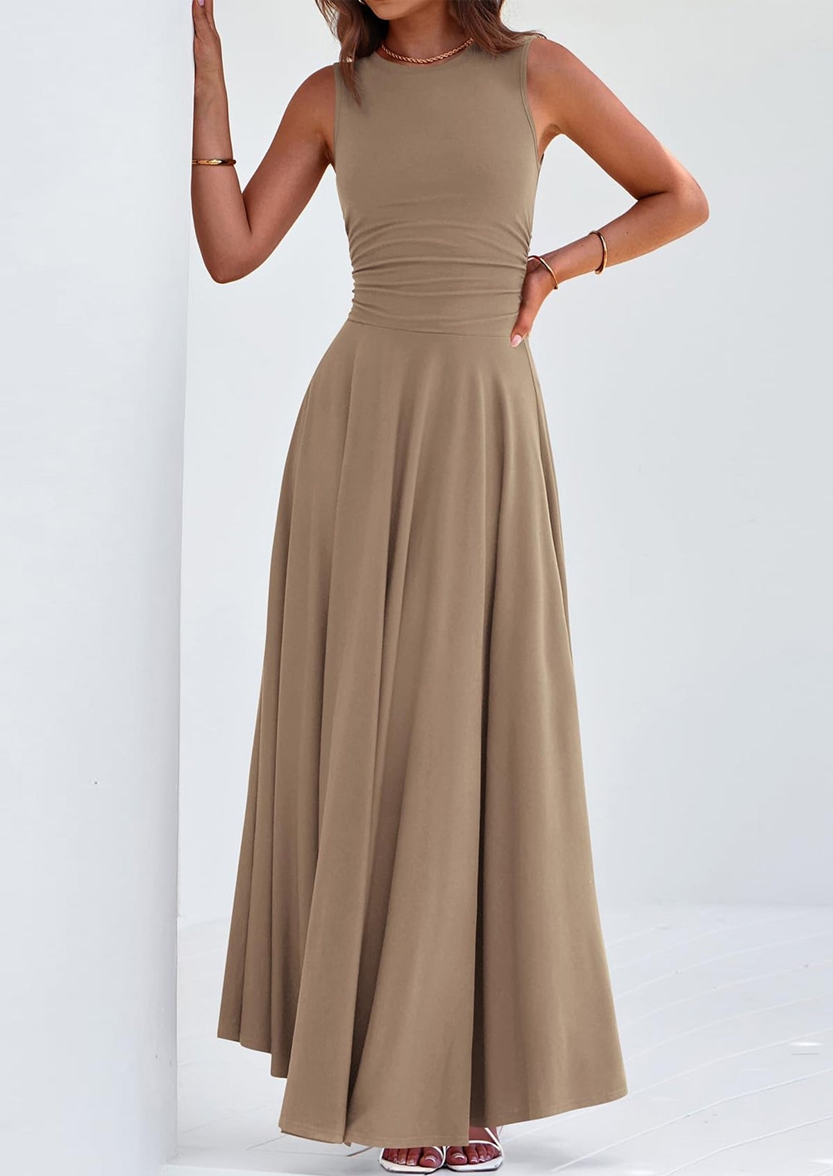 Flowy Maxi Dress - Sleeveless, Crewneck, Casual - photo 60