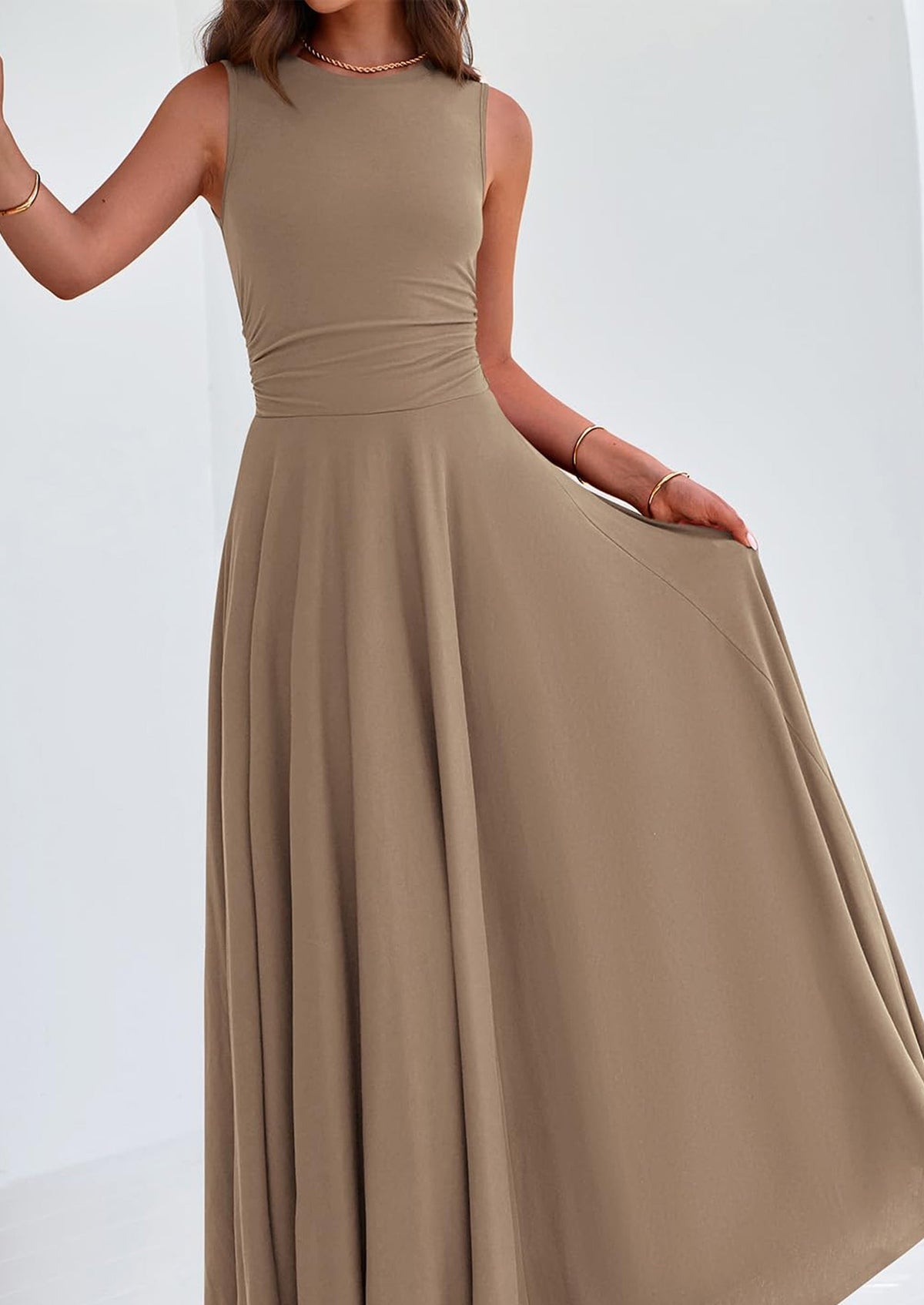 Flowy Maxi Dress - Sleeveless, Crewneck, Casual - photo 61