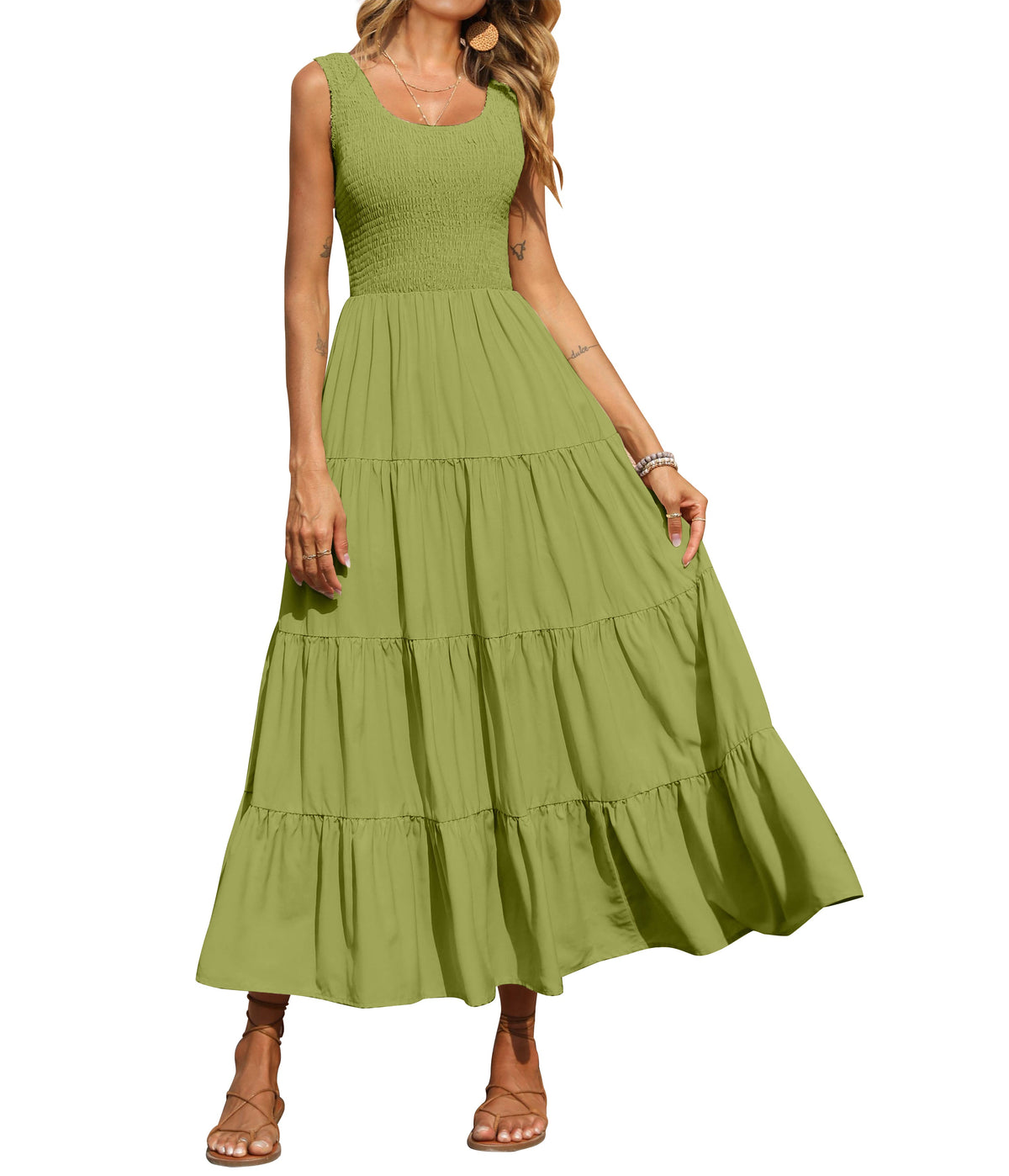 Smocked Tiered Maxi Dress - Tank, Casual - Photo 46