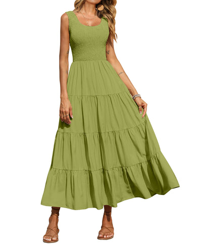 Smocked Tiered Maxi Dress - Tank, Casual - Photo 46