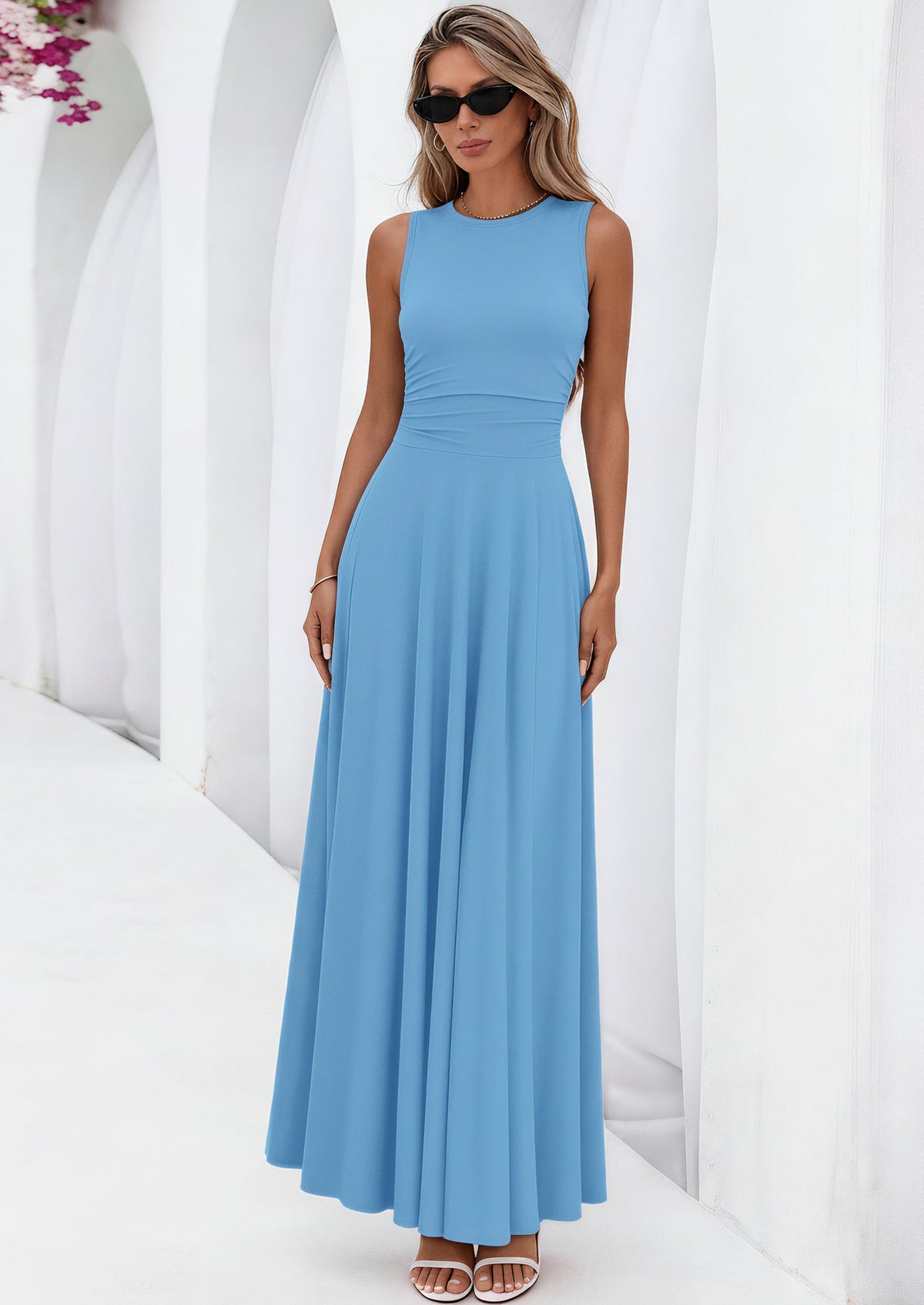 Flowy Maxi Dress - Sleeveless, Crewneck, Casual - photo 53