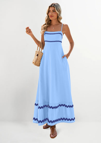Light Blue Flowy Maxi Dress - Sleeveless, Casual - photo 1