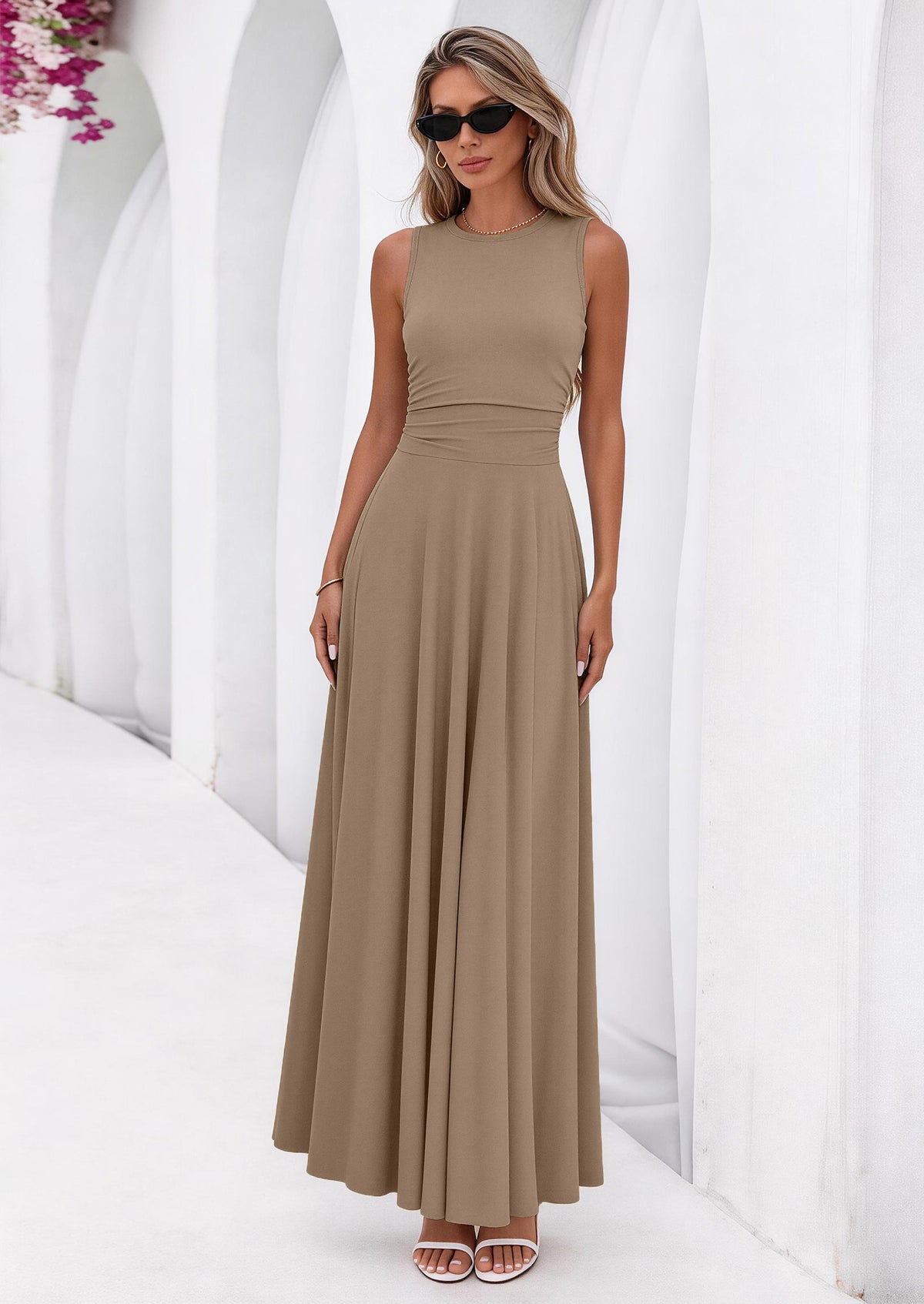 Flowy Maxi Dress - Sleeveless, Crewneck, Casual - photo 57