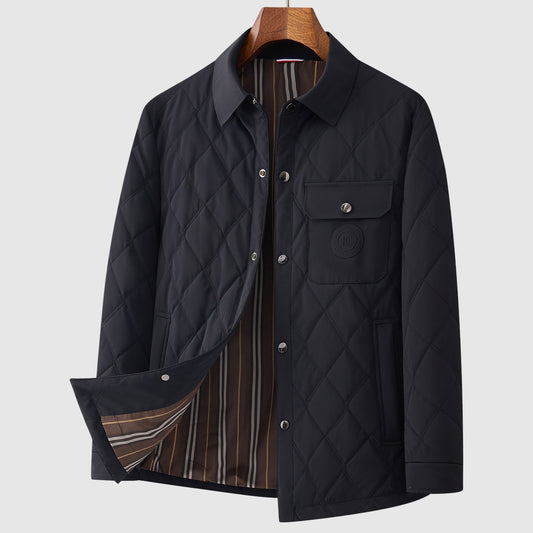 Nordisk Flair Mens Quilted Jacket Diamond Stitch Button Front Patch